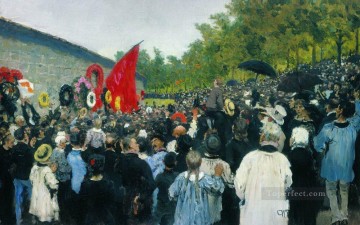  1883 Works - the annual memorial meeting near the wall of the communards in the cemetery of pere lachaise in 1883 Ilya Repin